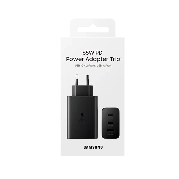 SAMSUNG POWER ADAPTER TRIO 65W USC-C X2 PORTS USB-A PORT