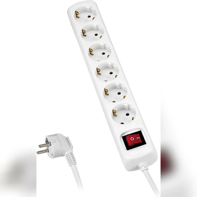 EG CADRE PRISE 6 SCHUKO FICHE +  SWITCH + CABLE 3M