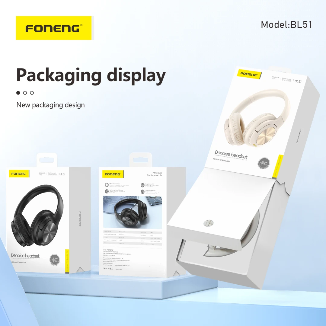 FONENG BL51 ANC +ENC NOISE CANCELING BLUETOOTH HEADSET  (BEIGE)