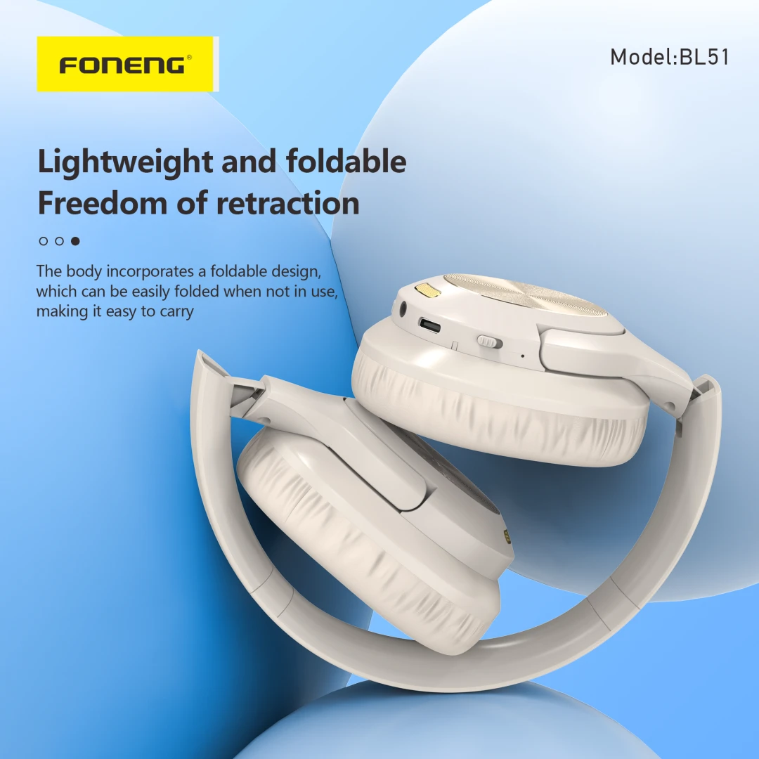 FONENG BL51 ANC +ENC NOISE CANCELING BLUETOOTH HEADSET  (BEIGE) - 2
