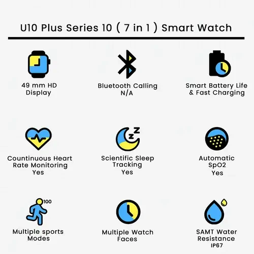 U10 PLUS SERIES 10 SMART WATCH 7 STRAPES - 2