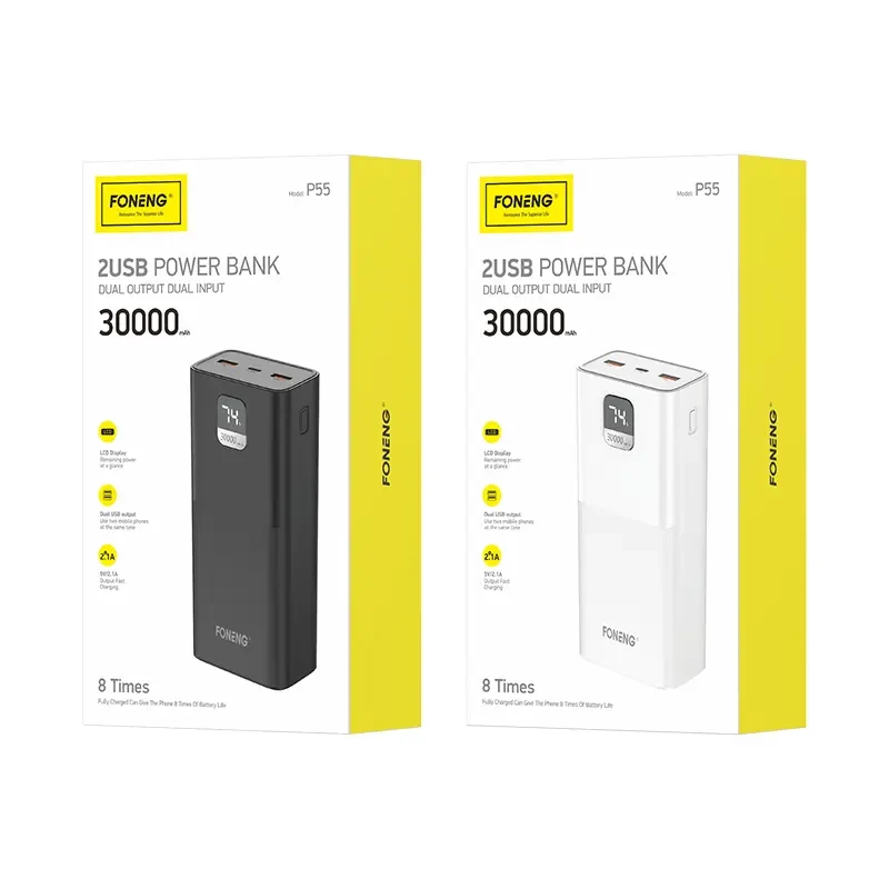 FONENG P55 2 USB POWER BANK 30000 MAH