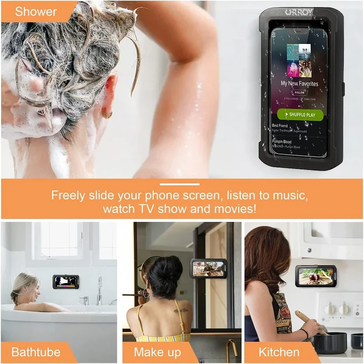 Shower Phone Holder 360° Rotation, Waterproof Wall Mount Shower Phone Case - 4