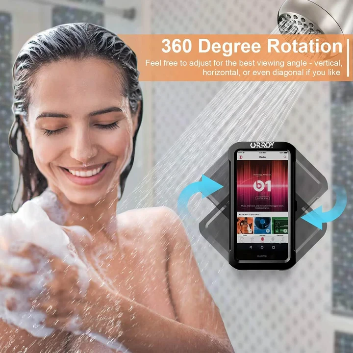 Shower Phone Holder 360° Rotation, Waterproof Wall Mount Shower Phone Case - 5