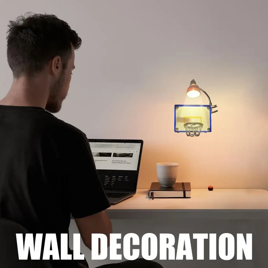 LED Nightlight Basketball Lights Lamp Wall Decor With Balls & Hoop - 4