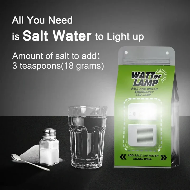 Portable Salt Water LED Lamp For Camping, Hiking & Emergencies