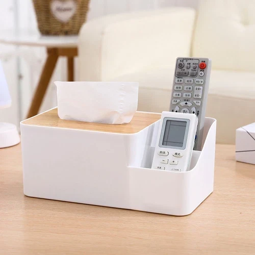 White Tissue Box – Multi-Function Plastic Napkin Holder & Organizer - 5