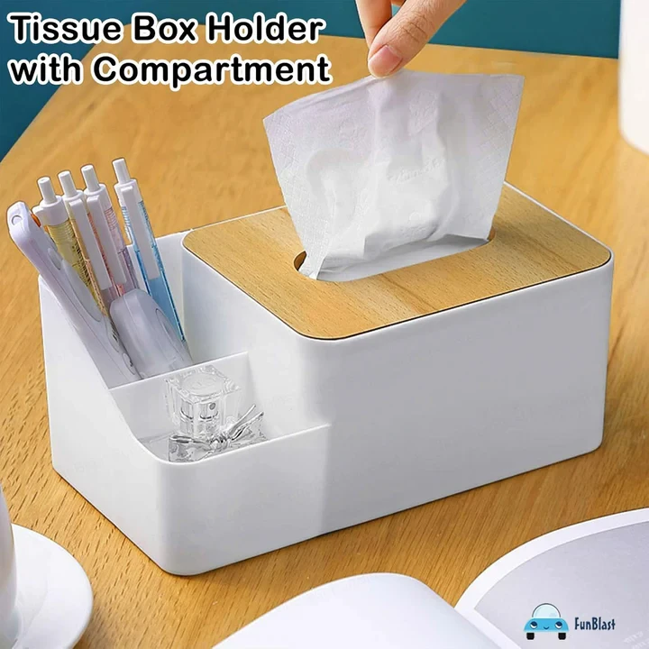 White Tissue Box – Multi-Function Plastic Napkin Holder & Organizer