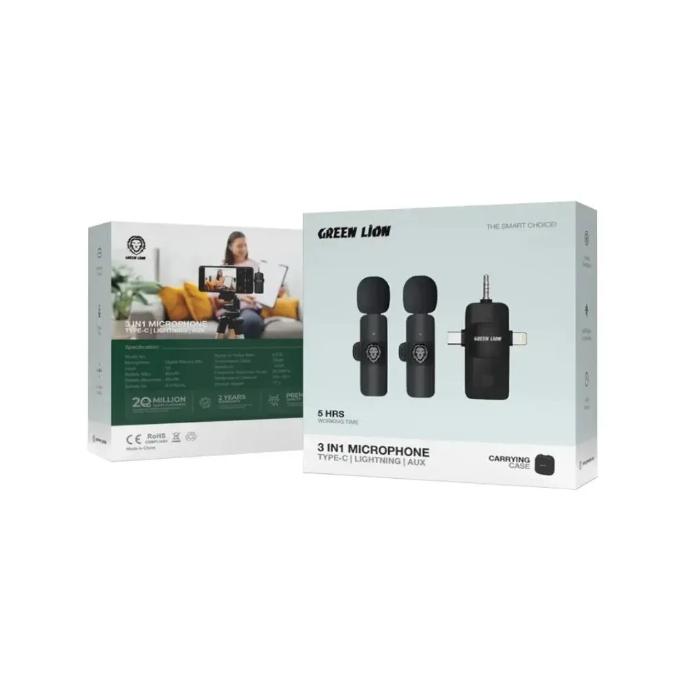 GREEN LION 3 IN 1 MICROPHONE TYPE C - LIGHTNING