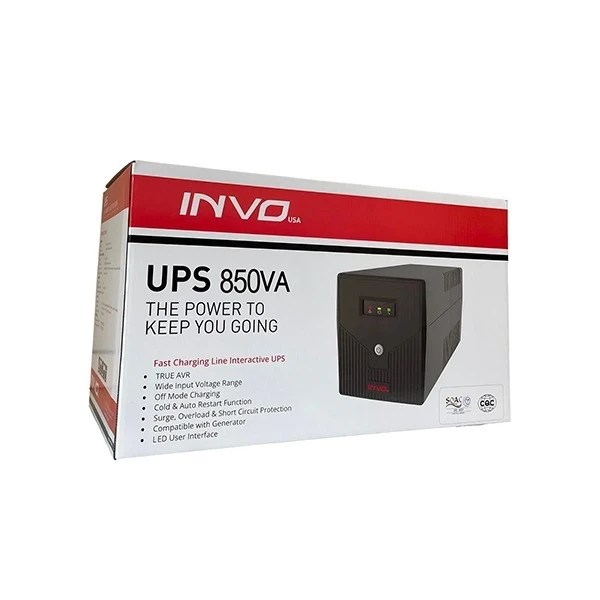 INVO (INH INUP850/LI) LINE INTERACTIVE UPS 850VA/ 480W AVR NOISE FILTERING BLACK