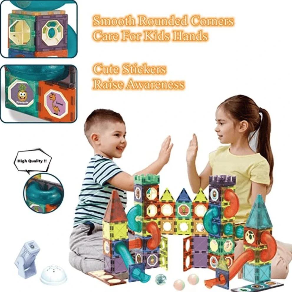 COLORFUL MAGNETIC SLIDEWAY BUILDING BLOCK 73 PCS - 4
