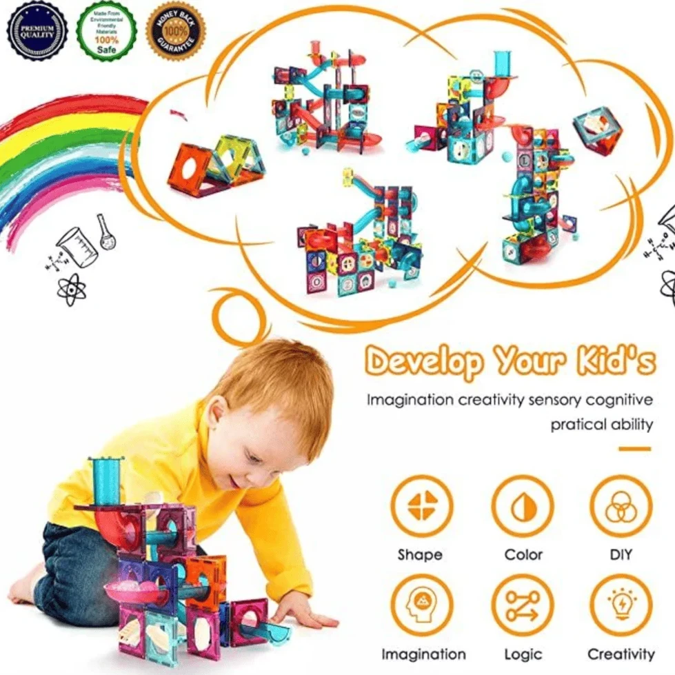 COLORFUL MAGNETIC SLIDEWAY BUILDING BLOCK 73 PCS - 6