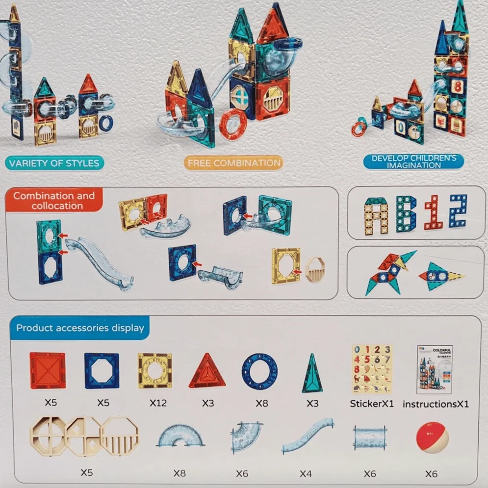 COLORFUL MAGNETIC SLIDEWAY BUILDING BLOCK 73 PCS - 7