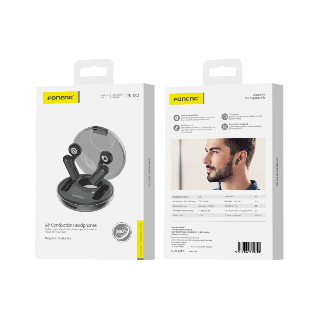 FONENG BL132 AIR CONDUCTION HEADPHONES BLACK