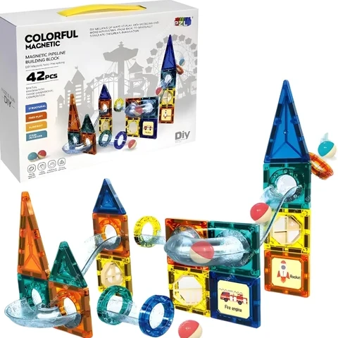 COLORFUL MAGNETIC SLIDEWAY BUILDING BLOCK 42 PCS