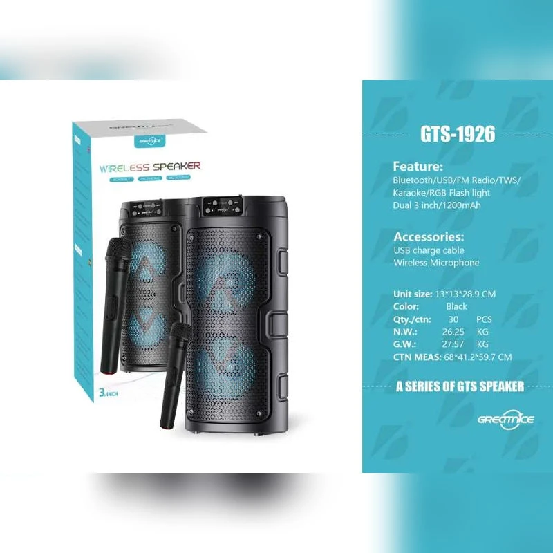 FANTASTIC  GTS1926 3" WIRELESS SPEAKER DOUBLE WITH MIC