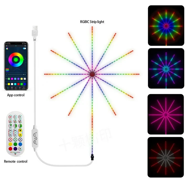 LED Fire Work Strip Lights App And Remote Control - 2