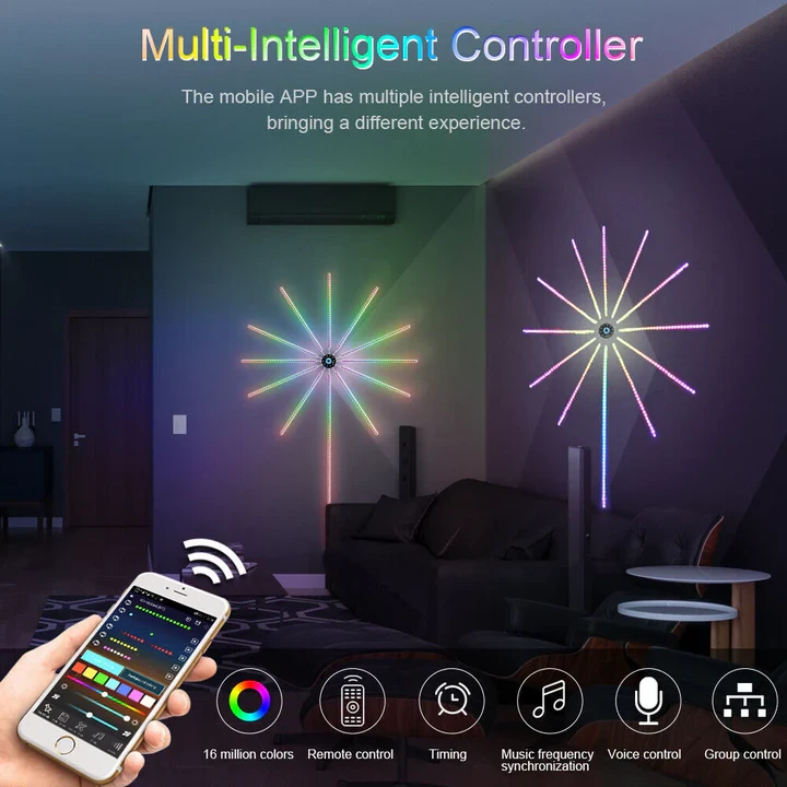 LED Fire Work Strip Lights App And Remote Control - 5