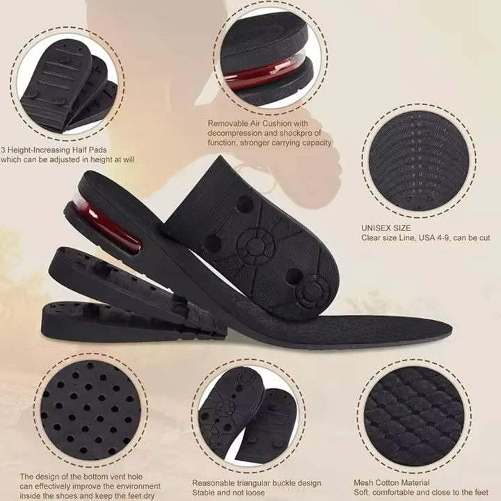 Foot Height Increase Insole With Air Cushion Adjustable Shoe - 13