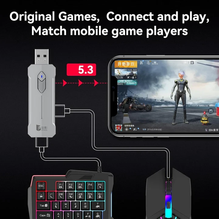 OEM 4-IN-1 Mobile Gaming Combo: Keyboard, Mouse, Converter, Stand - 4