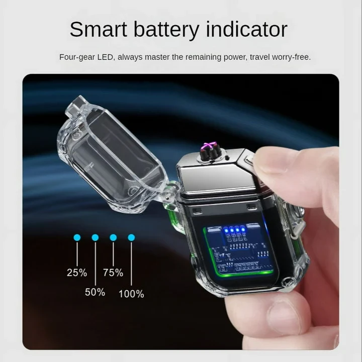 Waterproof Electric Torch Transparent Lighter, Windproof Plasma Lighter, USB Rechargeable, Outdoor Camping Gift, Dual ARC - 2
