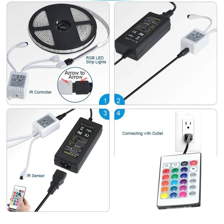 RGB Led Light 5 Meter Waterproof Phone App Bluetooth + Remote Controller - 7
