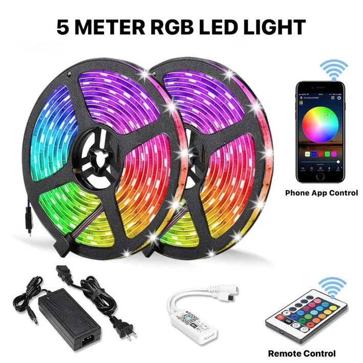 RGB Led Light 5 Meter Waterproof Phone App Bluetooth + Remote Controller