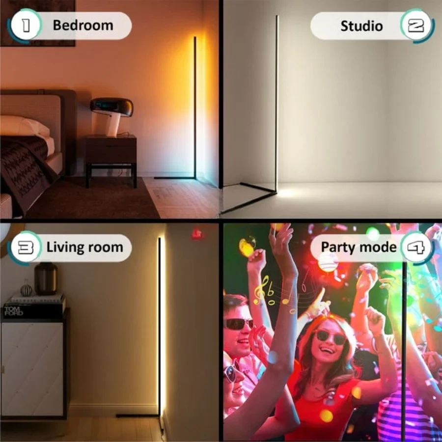 Smart RGB LED Corner Lamp Remote & Phone App Control - 4