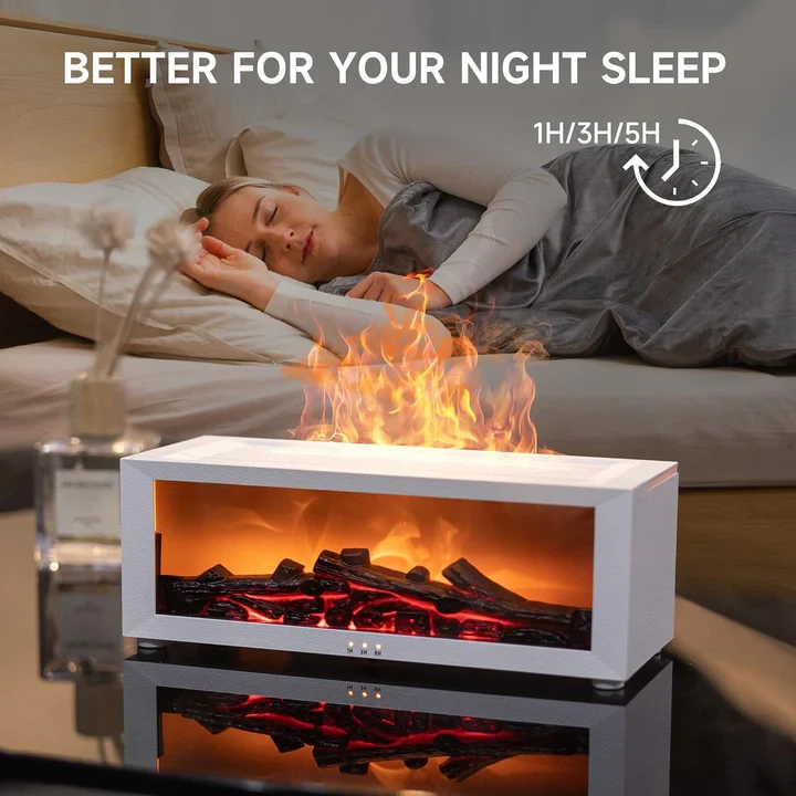 Flame Fire Place Diffuser, Vintage Fireplace Aromatherapy Diffuser Humidifier - 6