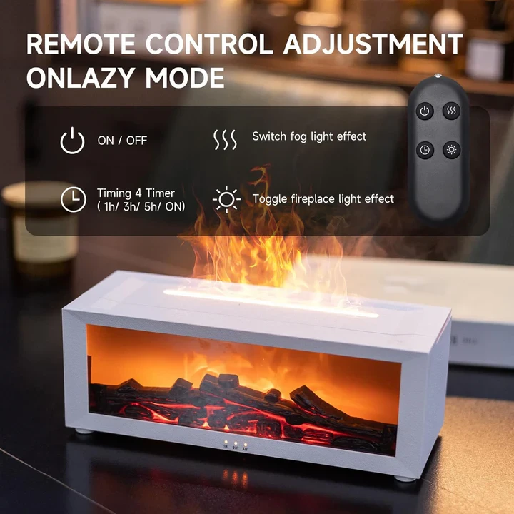 Flame Fire Place Diffuser, Vintage Fireplace Aromatherapy Diffuser Humidifier - 5