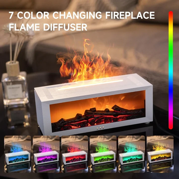 Flame Fire Place Diffuser, Vintage Fireplace Aromatherapy Diffuser Humidifier - 7