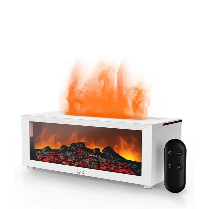Flame Fire Place Diffuser, Vintage Fireplace Aromatherapy Diffuser Humidifier - 8
