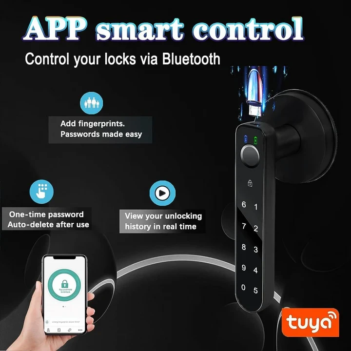 Fingerprint Door Lock, With Password Keyboard Entry Door Handle - 5