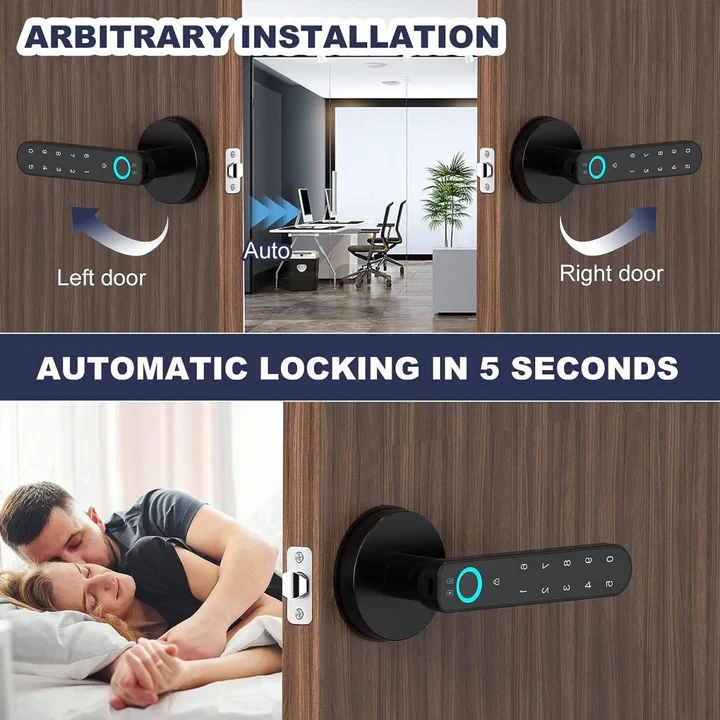 Fingerprint Door Lock, With Password Keyboard Entry Door Handle - 7