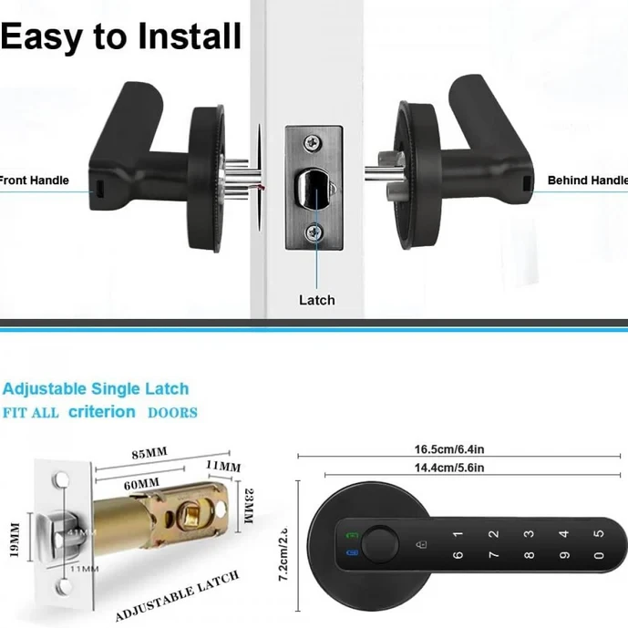 Fingerprint Door Lock, With Password Keyboard Entry Door Handle - 8