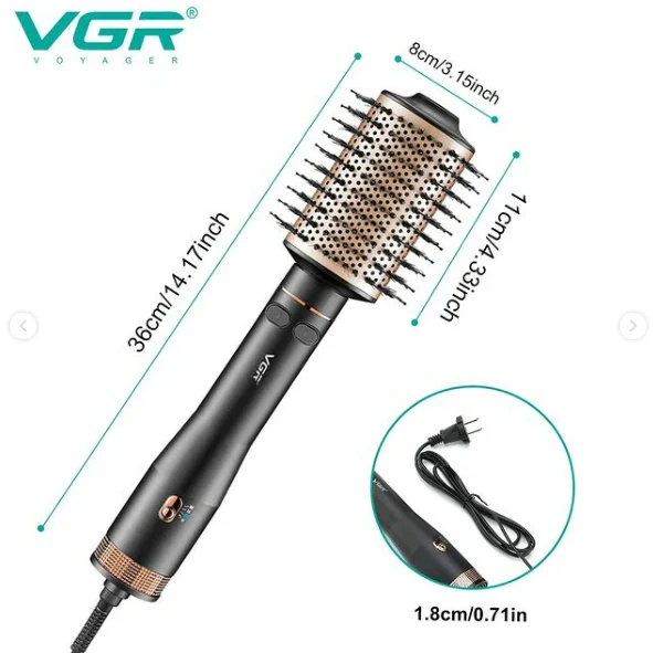 VGR Rotating Hot Air Brush Comb V494 - Black - 4