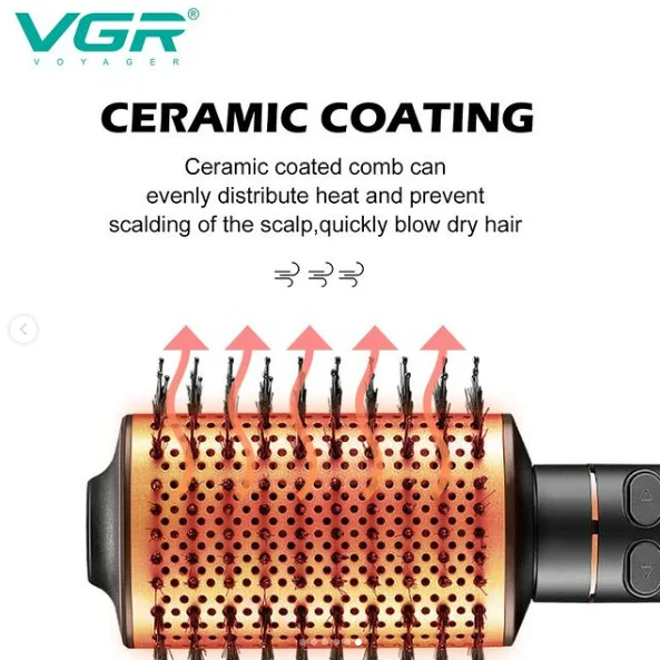 VGR Rotating Hot Air Brush Comb V494 - Black - 6