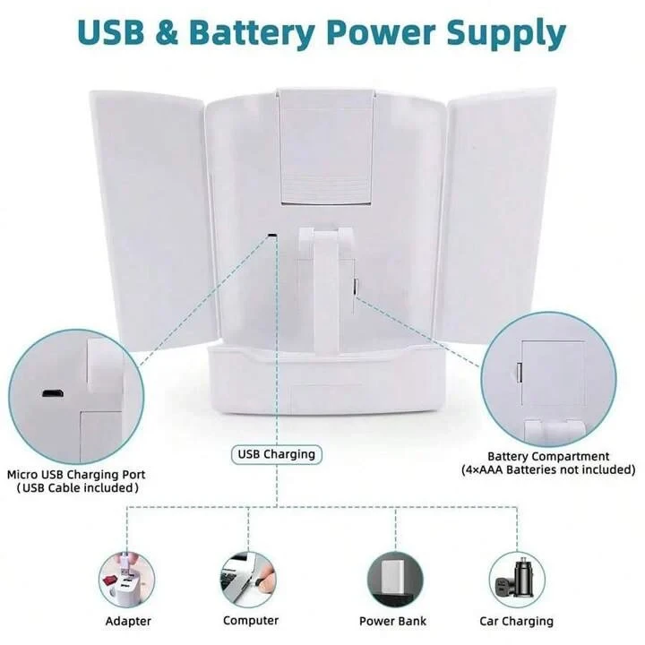 My Fold Away Vanity Mirror With Led & Makeup Storage - 3