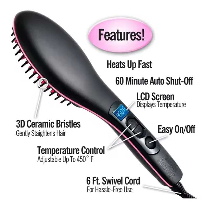Hair Straightener Brush Ceramic - 5