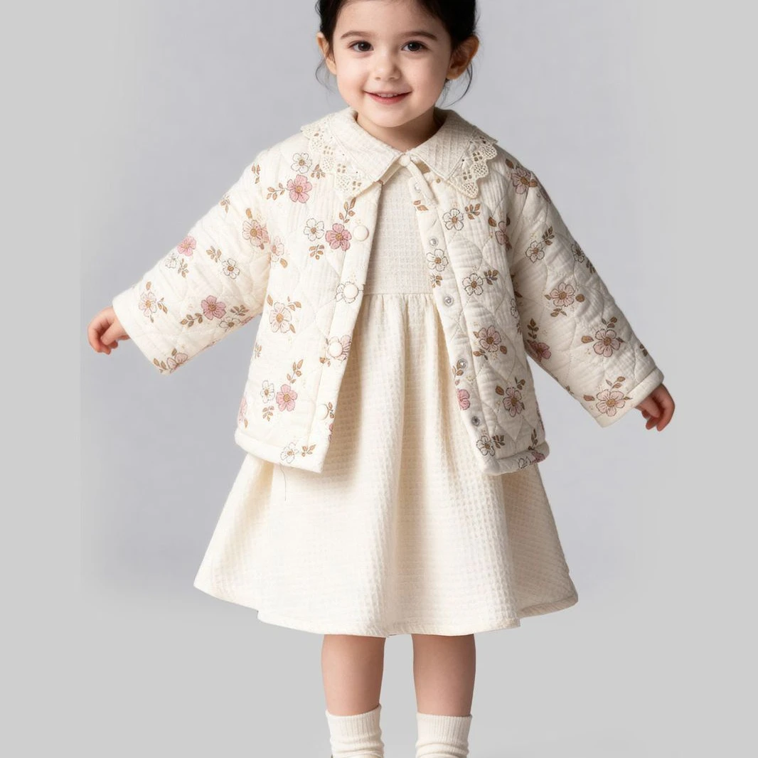 Creme dress & flower jacket