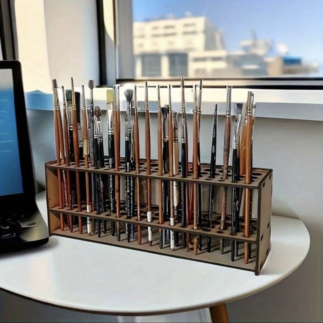 Wooden brush holder