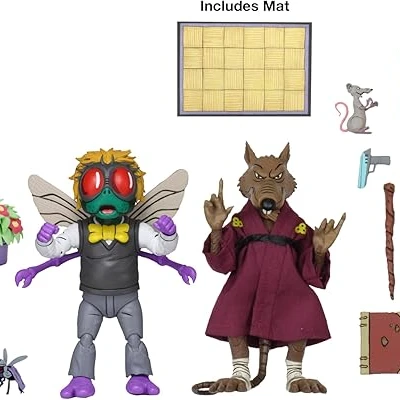 NECA Collectible 2-Pack Teenage Mutant Ninja Turtle Cartoon 7" Scale Action Figures- Splinter And Baxter - 2