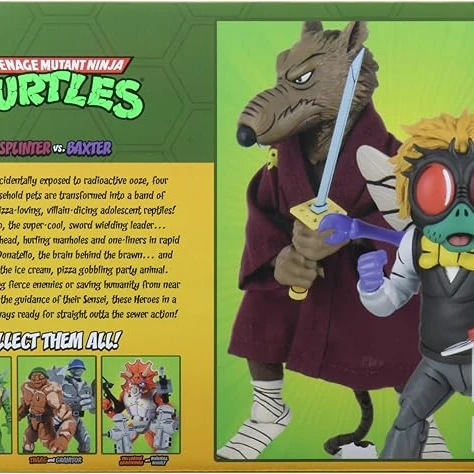 NECA Collectible 2-Pack Teenage Mutant Ninja Turtle Cartoon 7" Scale Action Figures- Splinter And Baxter - 9