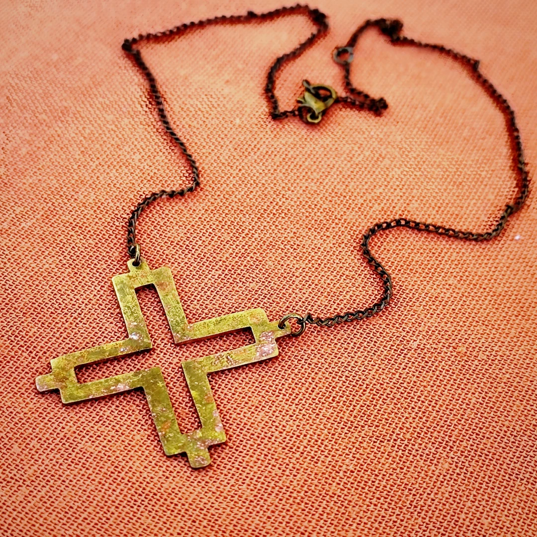 Adinkra Rustic Brass Necklace