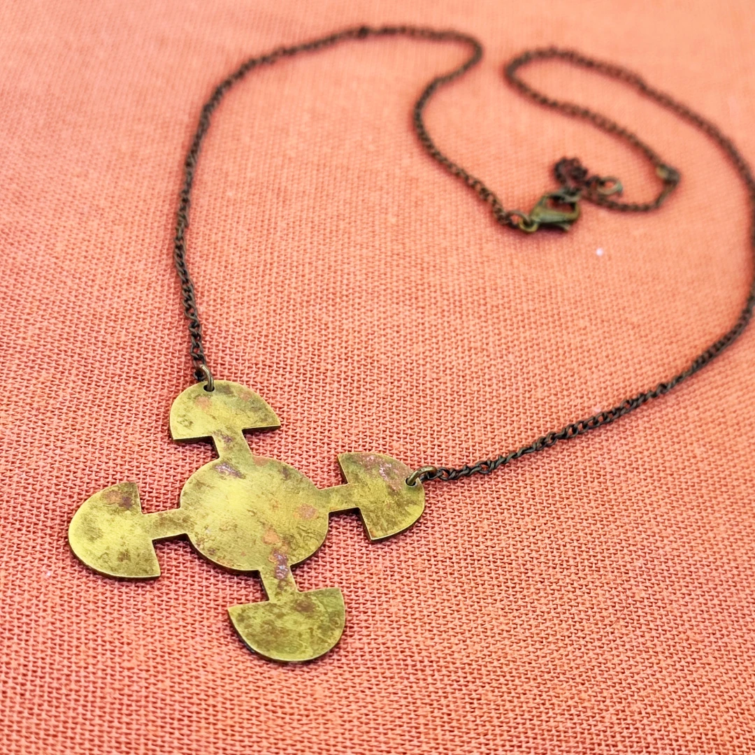 Rustic Adinkra Brass Necklace