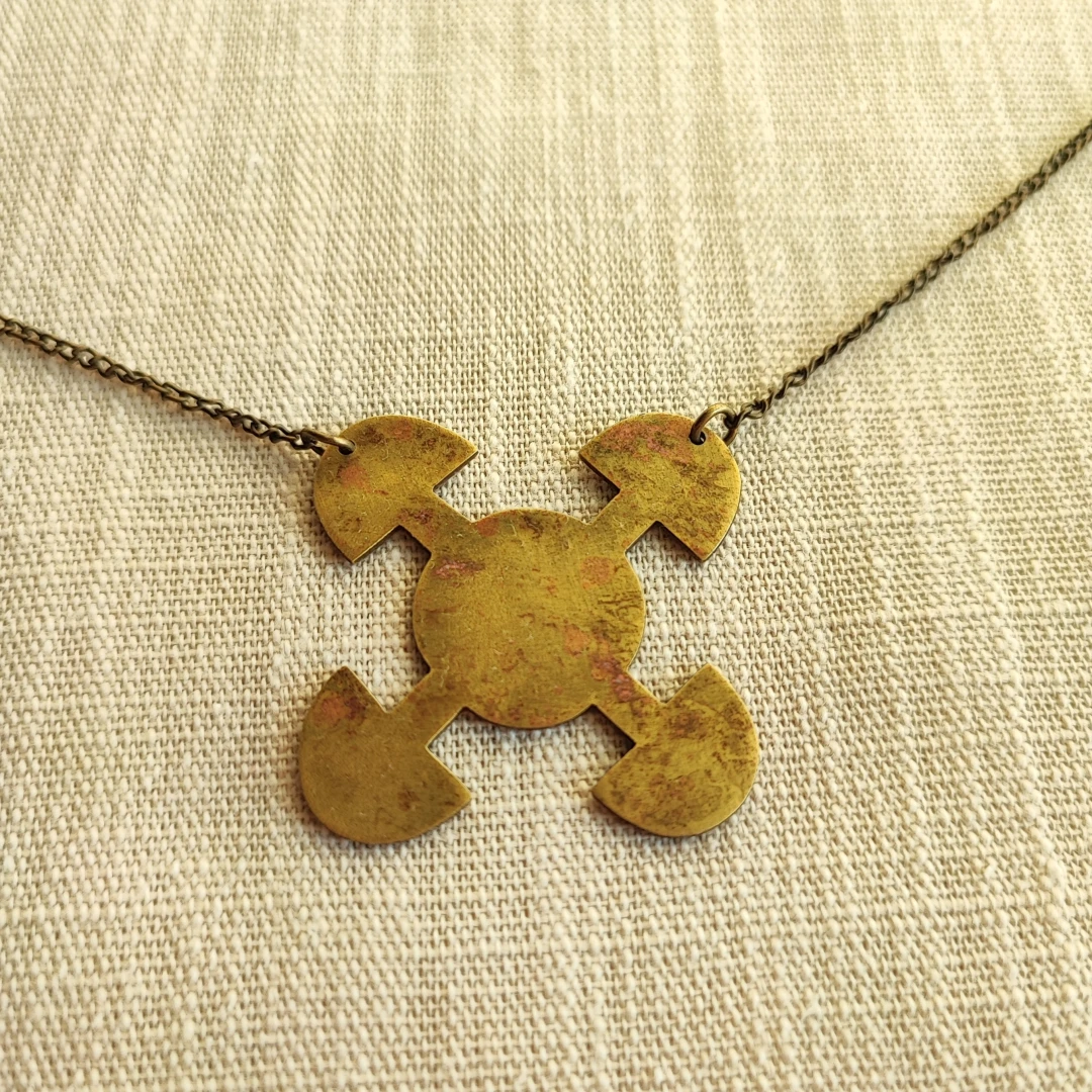 Rustic Adinkra Brass Necklace - 2