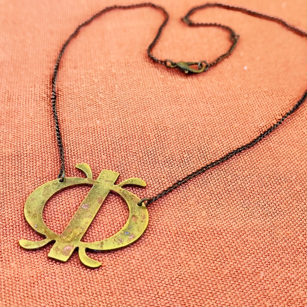 Adinkra Rustic Brass Necklace