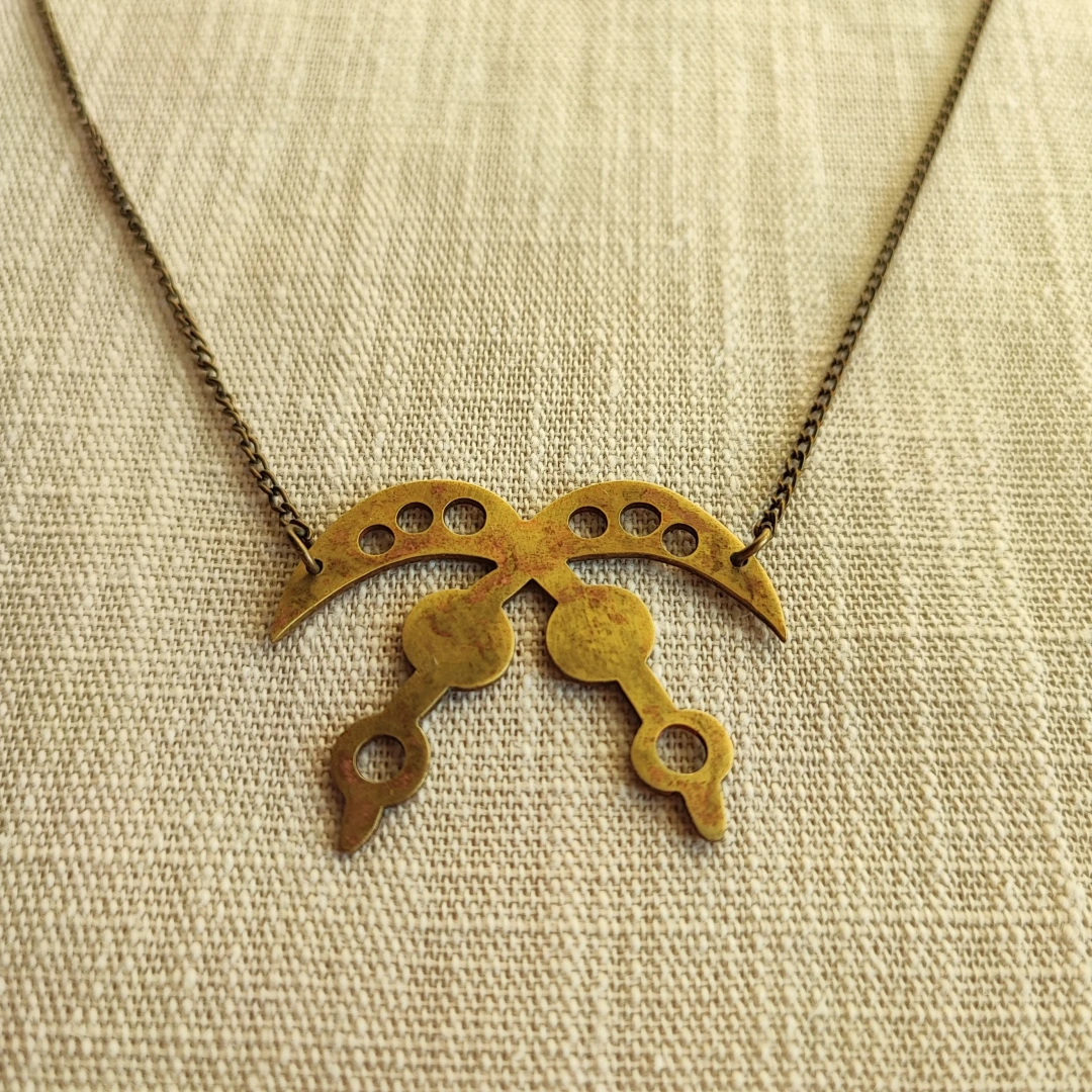 Adinkra Rustic Brass Necklace - 2