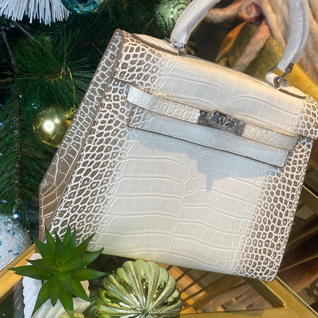 Hermes Kelly 25 Himalayan Crocodile PHW