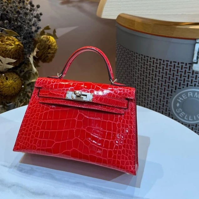 Hermes kelly mini original aligator corcocodile luxury handbag